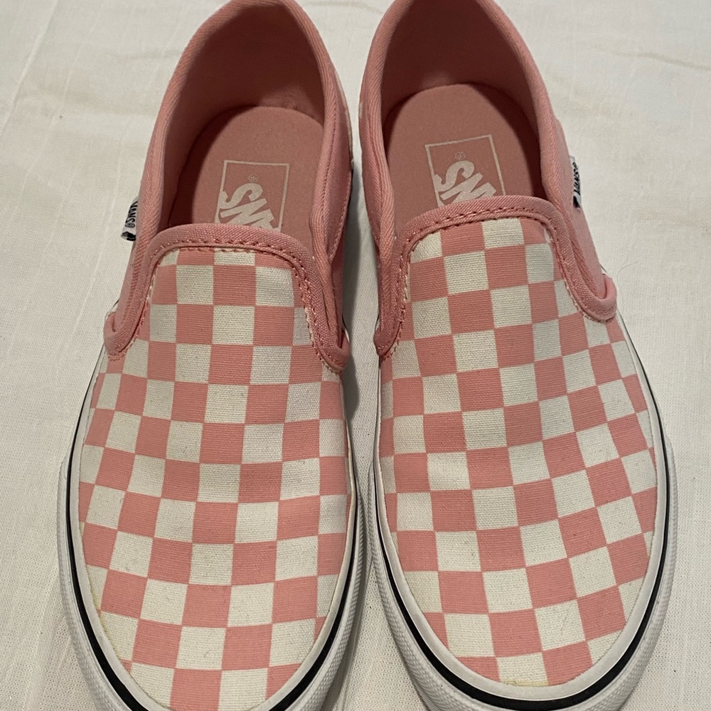 Vans Slip-On Checkerboard Sneakers - Pink & White